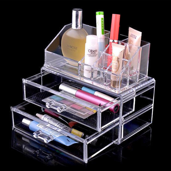 4 Drawer Clear Acrylic Box Cosmetic Organizer Storage Jewellery Makeup Holder