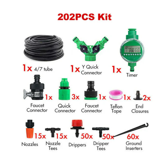 Garden Irrigation System Plant Watering DIY Micro Drip 152Pcs/201Pcs/202Pcs Kits