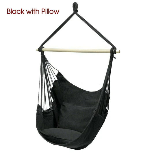 Portable Hanging Hammock Chair Swing Garden Outdoor Camping Soft Cushions