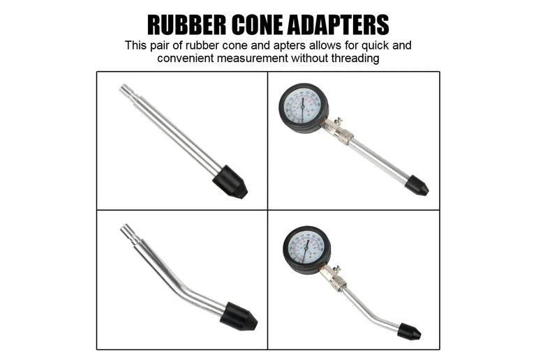 Gasoline Engine Compression Tester with M10 M12 M14 M18 Adapters