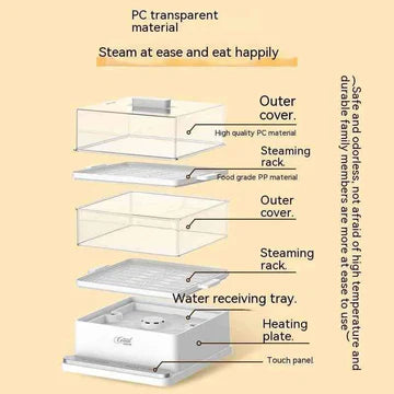 2/3Tiers Multi-Functional Household Electric Steamer Transparent Automatic Breakfast Machine