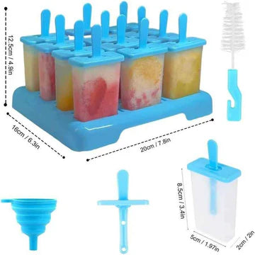 12 Cells Block Moulds Ice Cream Mold Icy Pole Jelly Pop Popsicle Maker Mould Tray