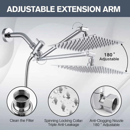 Wall-mounted Exposed Shower Extension Rod Bath Set with 2 in 1 Shower Arm Rail and 3-Mode Handheld