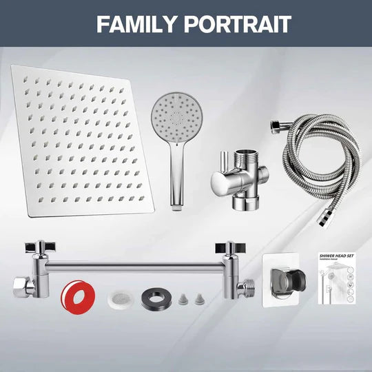 Wall-mounted Exposed Shower Extension Rod Bath Set with 2 in 1 Shower Arm Rail and 3-Mode Handheld