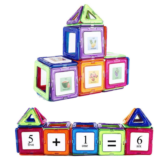 50pcs Magnetic Building Blocks Set 3D Tiles DIY Toys Gift Kids Educational Large Triangle 5.5cm Square 6.5cm