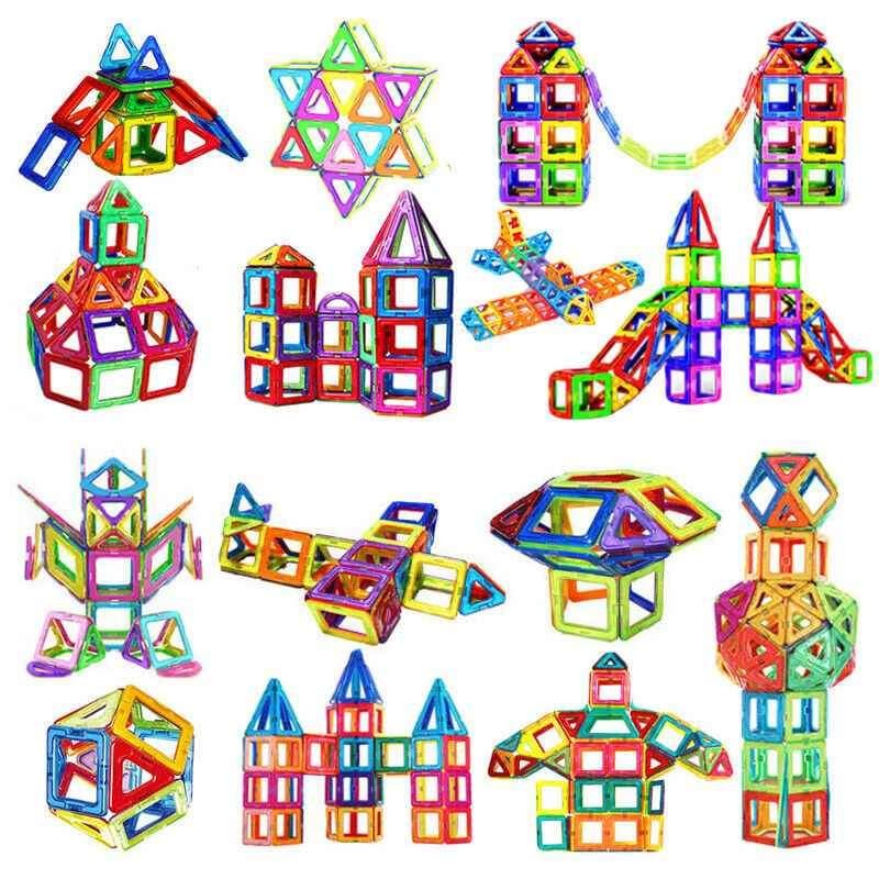 50pcs Magnetic Building Blocks Set 3D Tiles DIY Toys Gift Kids Educational Large Triangle 5.5cm Square 6.5cm