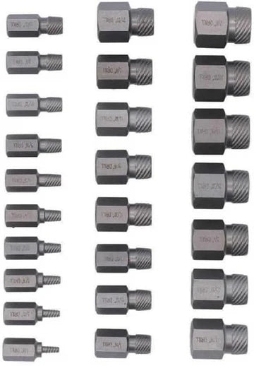 25-Piece Damaged Screw Extractor Set Multi-Spline Easy Out Broken Bolt Remover