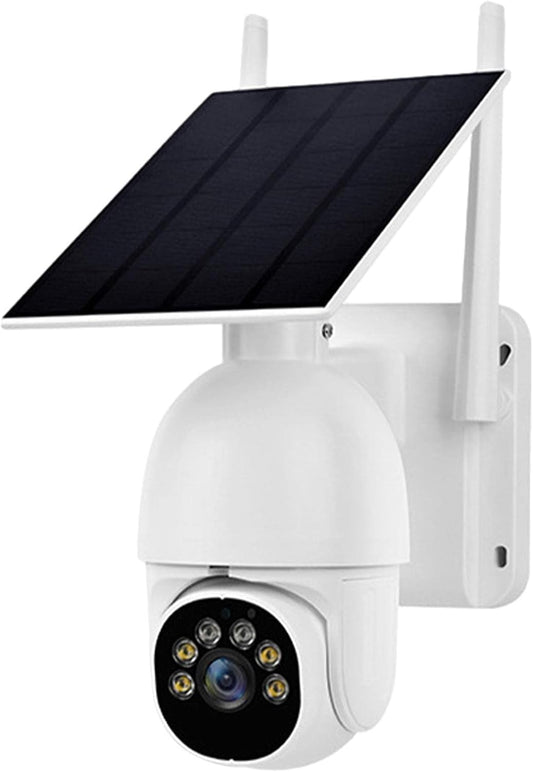 Solar Camera Security Outdoor | Rotatable Solar PTZ Rotation Network Monitoring Support 4G | Monitor Motion Detection Camera with Siren, Two-Way Audio