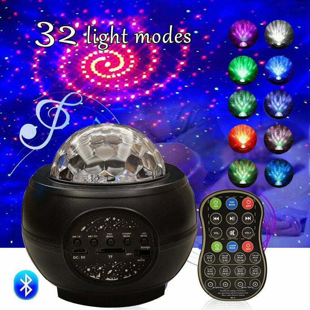 Galaxy Starry Night Lamp 1X LED Star Projector Night Light Ocean Wave Projector