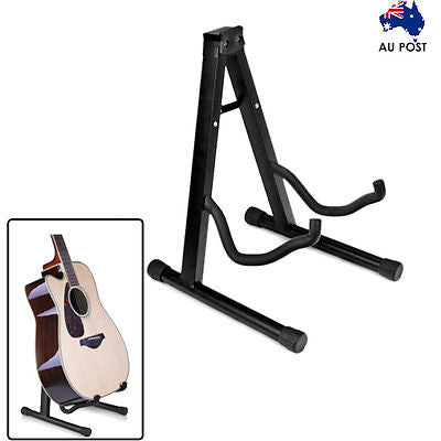 Folding A-Frame Guitar Stand Floor Rack Electric Acoustic Bass Gig Holder Black