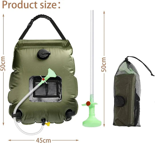 20L Camp Shower Bag Solar Heat Water Pipe Portable Camping Outdoor Hiking Temperature Indicator