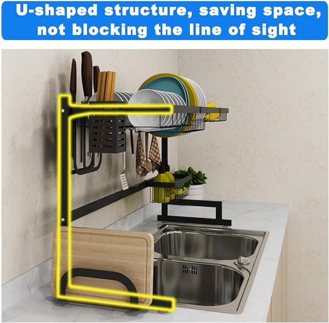 Over The Sink Dish Drying Rack Large Dish Drying Rack for Kitchen Sink 2 Tier Dish Drying Rack Saving Space