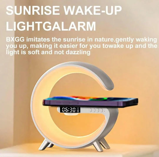 Smart Alarm Clock Wake Up Light Sound Machine Bluetooth Speaker Wireless Charger