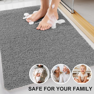 Bath Mat Shower Rug Non Slip Kids Baby Anti Mold Rectangular Quick Dry for Bathroom Bathtub Mat PVC Loofah