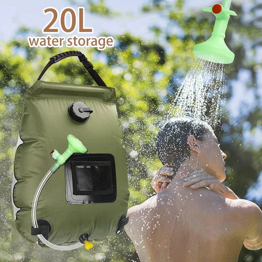 20L Camp Shower Bag Solar Heat Water Pipe Portable Camping Outdoor Hiking Temperature Indicator