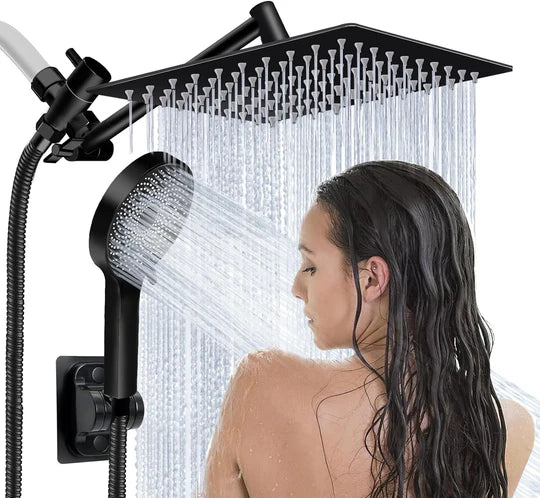 Wall-mounted Exposed Shower Extension Rod Bath Set with 2 in 1 Shower Arm Rail and 3-Mode Handheld
