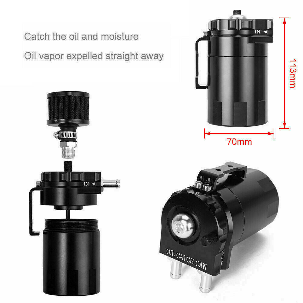 Oil Catch Can Breather Universal Baffled Diesel Reservoir Tank Petrol Filter