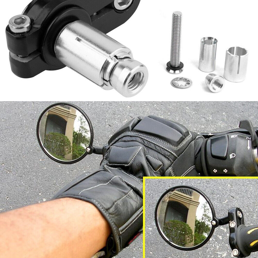2PCE Universal Motorcycle Handle Bar End Mirrors Motorbike Side Rear View Set