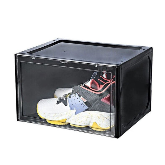 Premium Shoe Box Storage Organizer Side Display BLACK