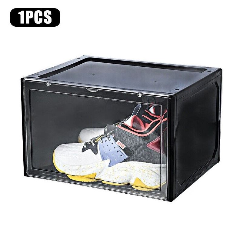 Premium Shoe Box Storage Organizer Side Display BLACK