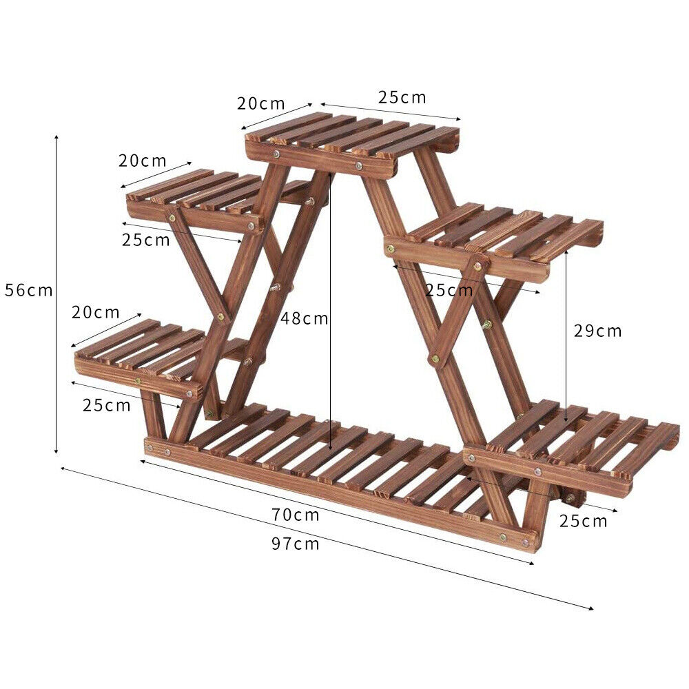 Heavy Duty Pine Wood Plant Stand Triangle In-Outdoor Flower Succulent Pots Shelf