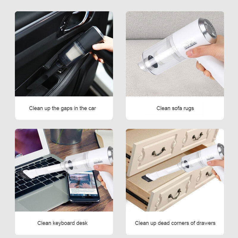 USB Rechargeable Wireless Vacuum Cleaner Car Handheld Vaccum Mini Power Suction