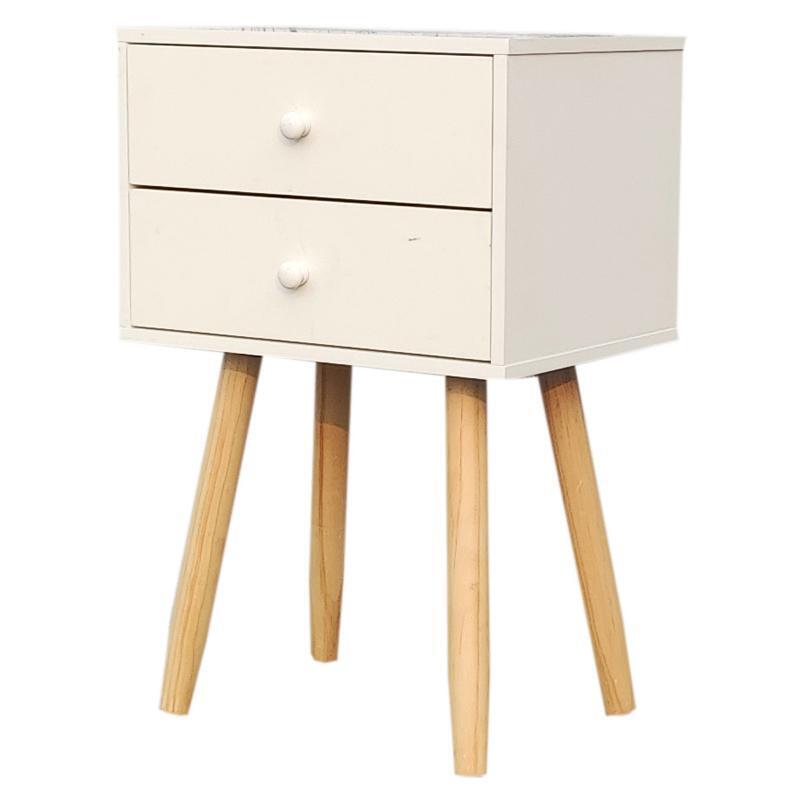 Side Table 1/2 Drawer Grey With Natural Wood Handle