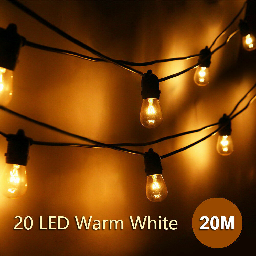 20m LED Bulb String Lights Fairy Party Christmas Wedding Party In/Outdoor Decor