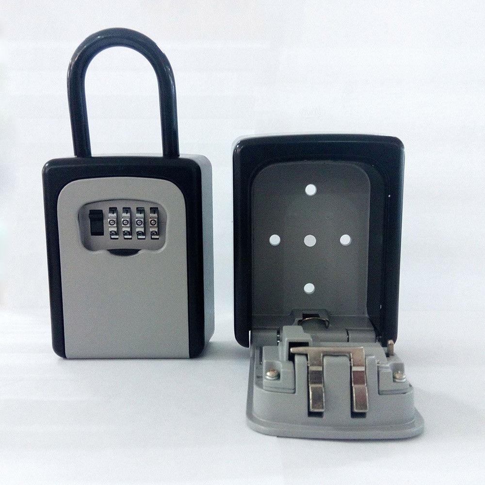 4-Digit Combination Lock Key Safe Storage Box Padlock Home Outdoor Security