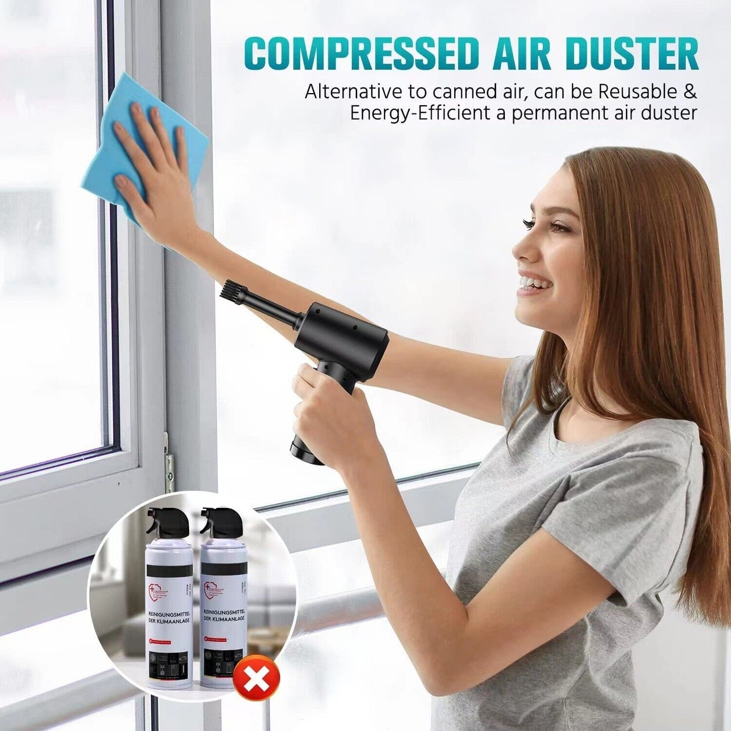 51000RPM Cordless Air Duster Compressed Air Blower Computer Cleaning Cleaner NEW