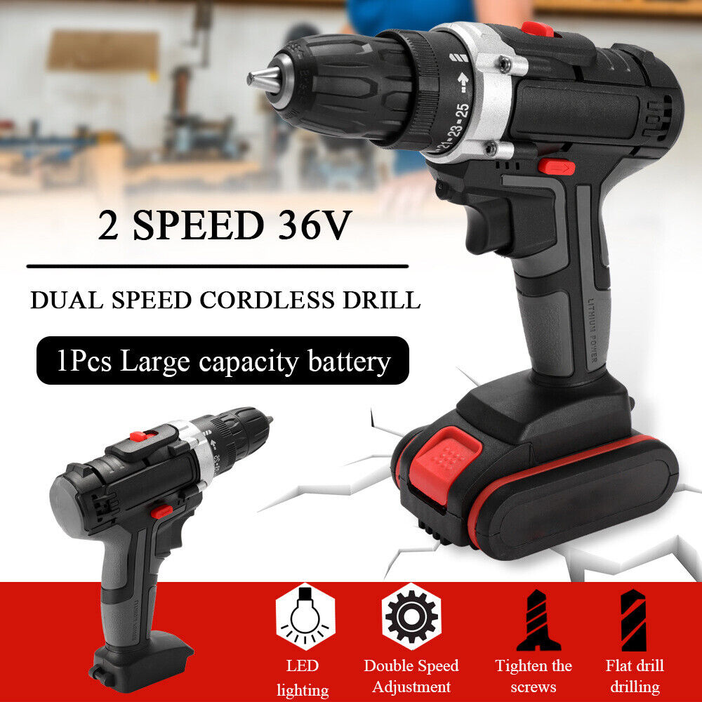 48V CORDLESS DRILL+ 2 BATTERY HEAVY DUTY IMPACT DRIVER BRUSHLESS HAMMER KIT