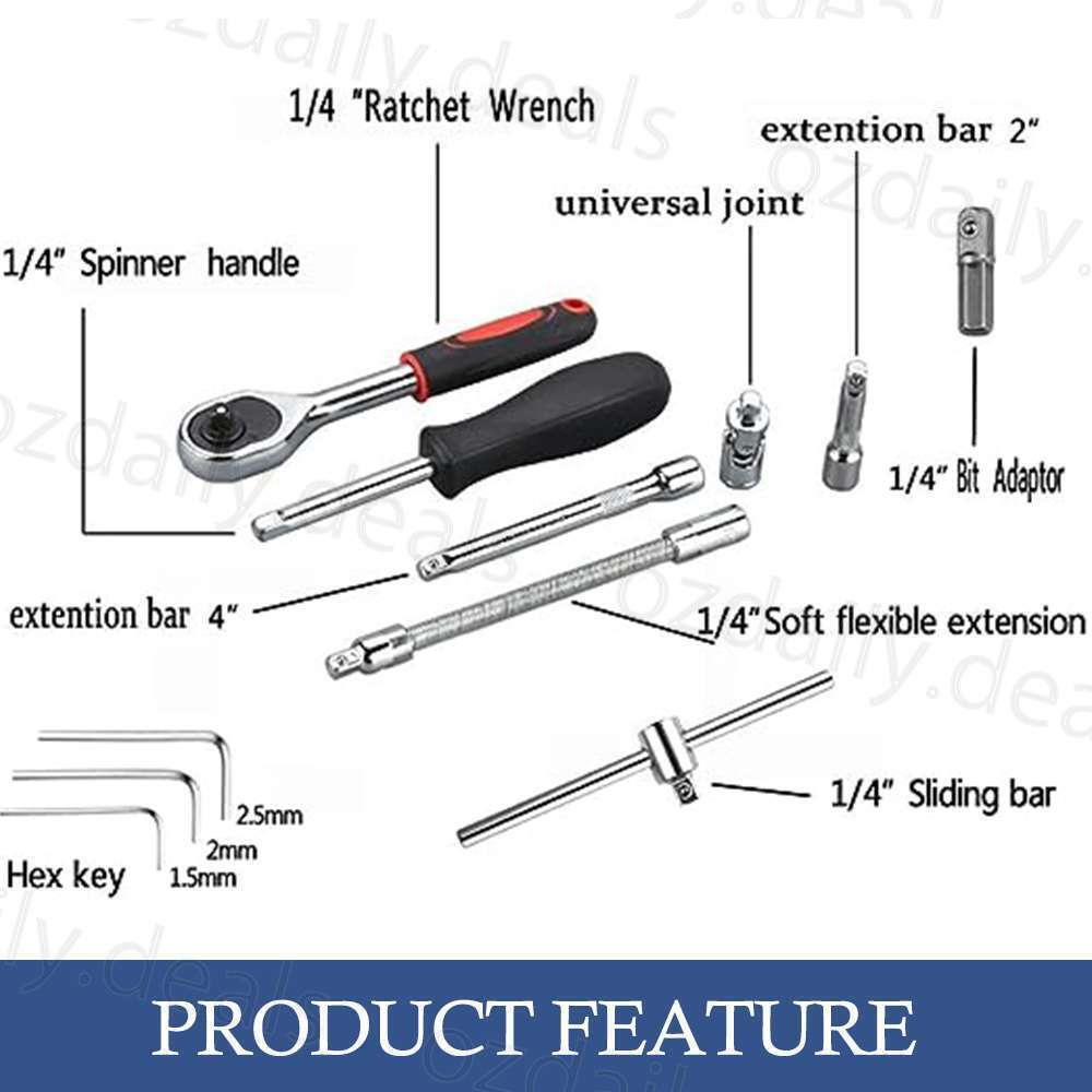 172Pcs Ratchet Spanner Socket Set 1/2" 1/4" 3/8" DIY Tool Kit Wrench Toolbox AU