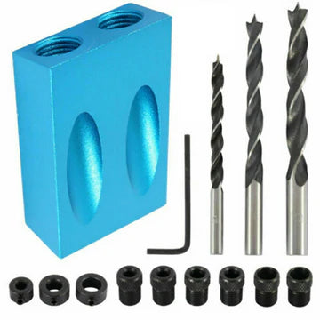 14PCS 15° Pocket Hole Screw Jig Dowel Drill Set Wood Tool kit Angle Hole Locator