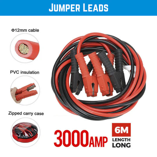 3000AMP Jumper Leads 6M Long Heavy Duty