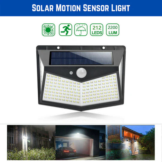 212 LED SOLAR POWERED PIR MOTION SENSOR LIGHT