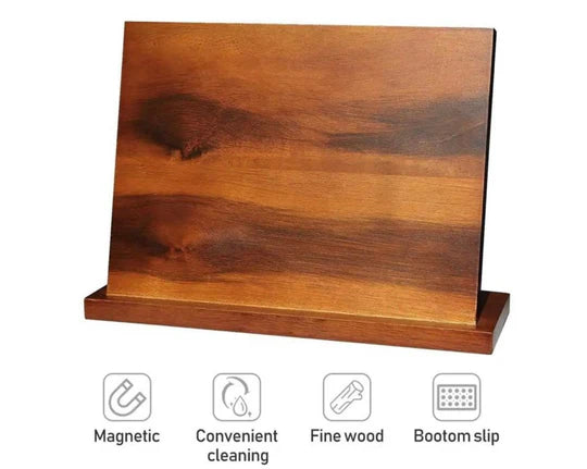 WOOD MAGNETIC KNIFE STORAGE CUTLERY HOLDER STAND RACK BLOCK KITCHEN BAR