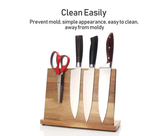 WOOD MAGNETIC KNIFE STORAGE CUTLERY HOLDER STAND RACK BLOCK KITCHEN BAR