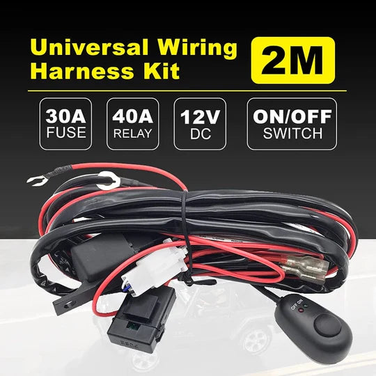 2M Universal Wiring Kit 12V 40A Switch Relay for LED Spot/Flood Light Bar