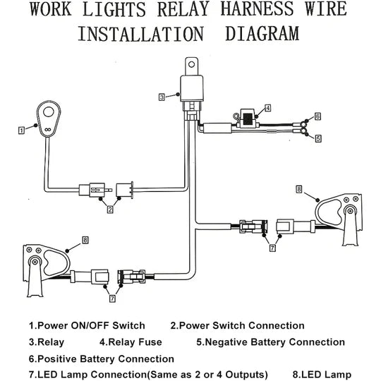 2M Universal Wiring Kit 12V 40A Switch Relay for LED Spot/Flood Light Bar