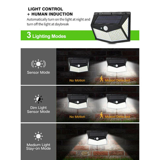 212 LED SOLAR POWERED PIR MOTION SENSOR LIGHT