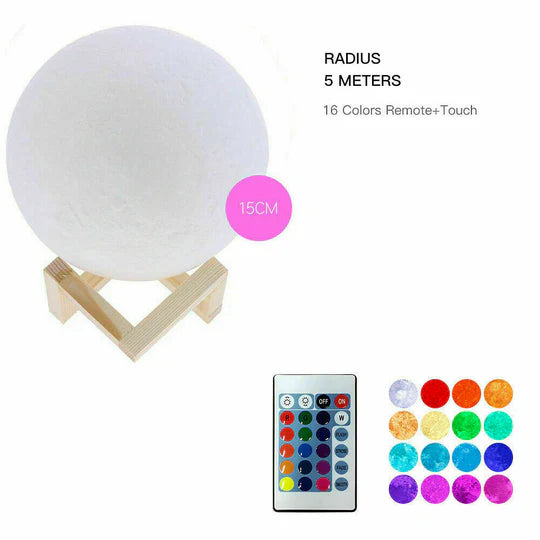 Dimmable 3D Magical 15cm Moon Lamp USB LED Night Light Touch Sensor Lamp