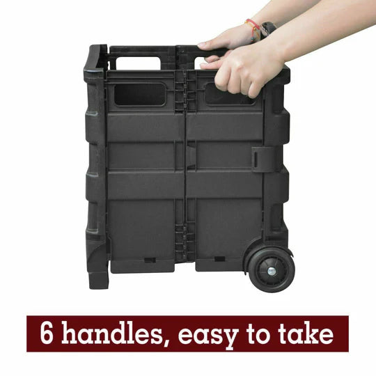 GROCERY BASKET FOLDABLE SHOPPING CART TROLLEY WHEELS FOLDING CRATE PORTABLE