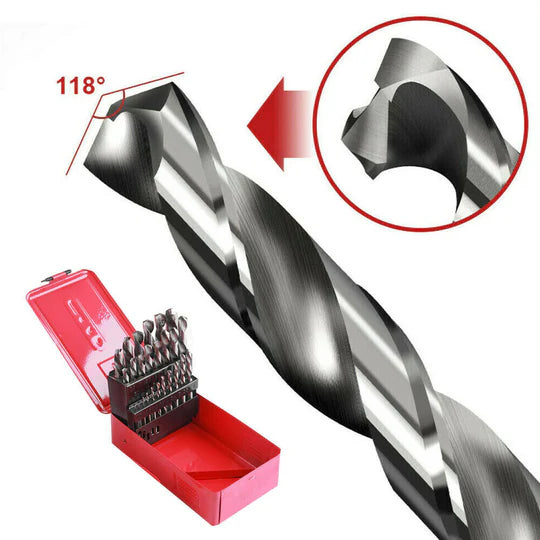 DRILL BITS SET 25PCS METRIC METAL HIGH SPEED STEEL CASE 1-13MM COATED