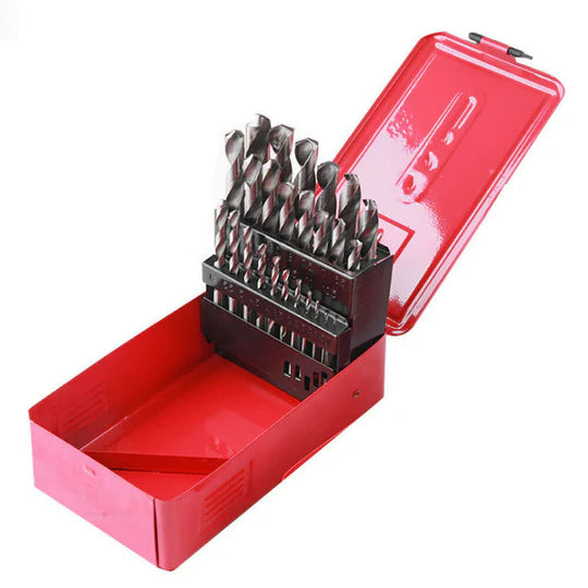 DRILL BITS SET 25PCS METRIC METAL HIGH SPEED STEEL CASE 1-13MM COATED