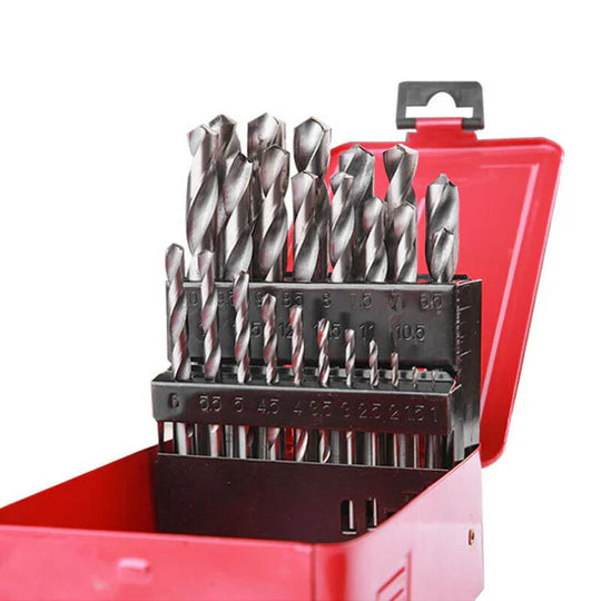 DRILL BITS SET 25PCS METRIC METAL HIGH SPEED STEEL CASE 1-13MM COATED