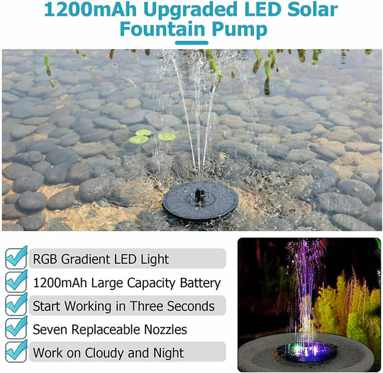 3W Solar Power Fountain Water Pump Bird Bath With LED Landscape Garden Pond