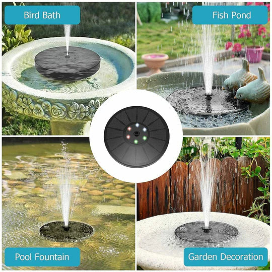 3W Solar Power Fountain Water Pump Bird Bath With LED Landscape Garden Pond