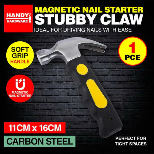 CARBON STEEL MAGNETIC NAIL STARTER FRAMING CLAW HAMMER SOFT GRIP HANDLE STUBBY