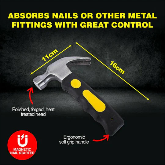 CARBON STEEL MAGNETIC NAIL STARTER FRAMING CLAW HAMMER SOFT GRIP HANDLE STUBBY