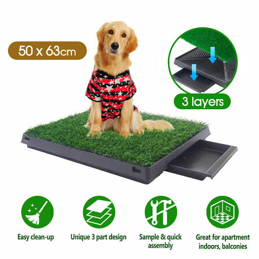 Indoor Dog Pet Potty Training Portable Toilet Large Loo Tray Grass Mat